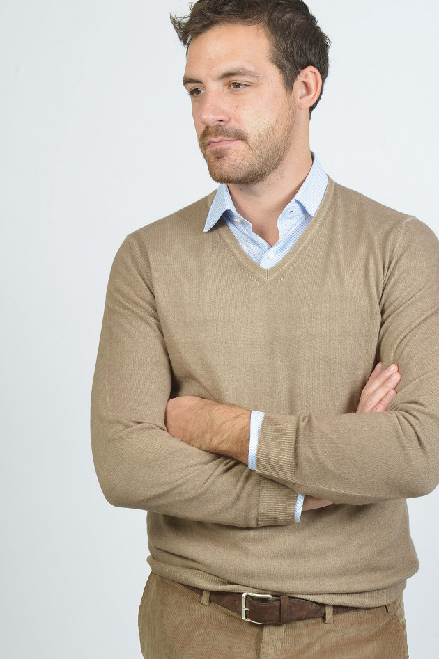 Zanieri Pullover mit V-Ausschnitt in Beige
