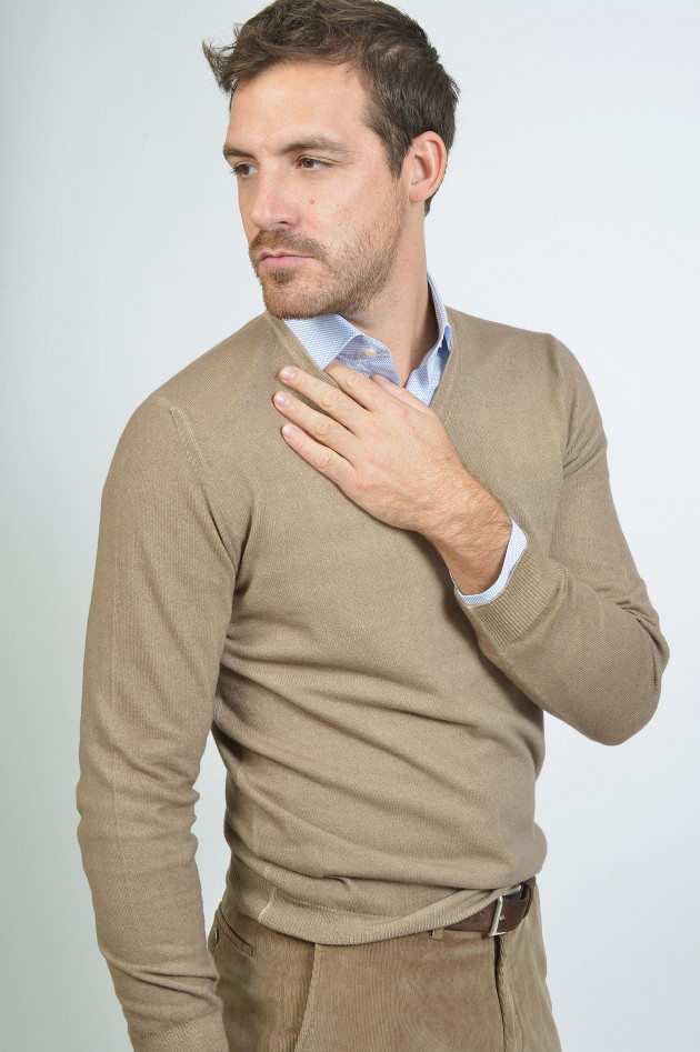 Zanieri Pullover mit V-Ausschnitt in Beige