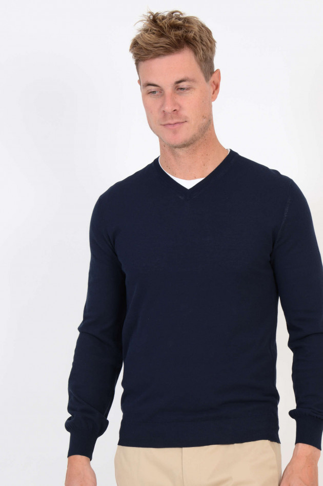 Zanieri Baumwoll Pullover in Navy