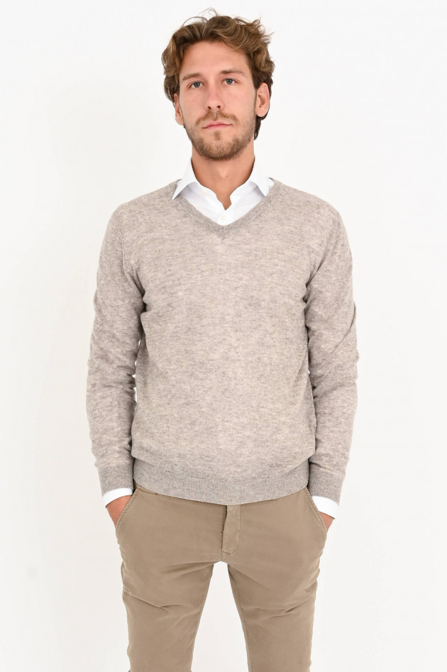 Zanieri Kaschmir Pullover mit V-Neck in Grau