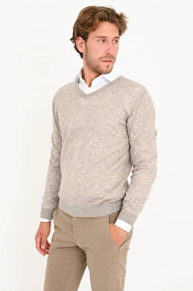 Zanieri Kaschmir Pullover mit V-Neck in Grau