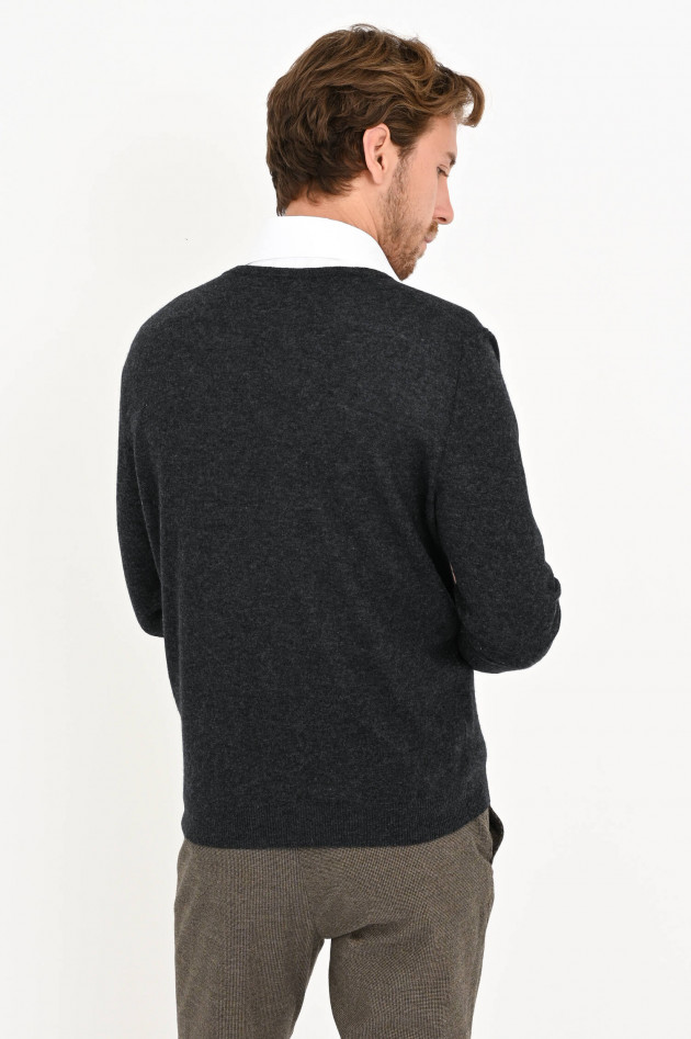 Zanieri Kaschmir Pullover mit V-Neck in Anthrazit