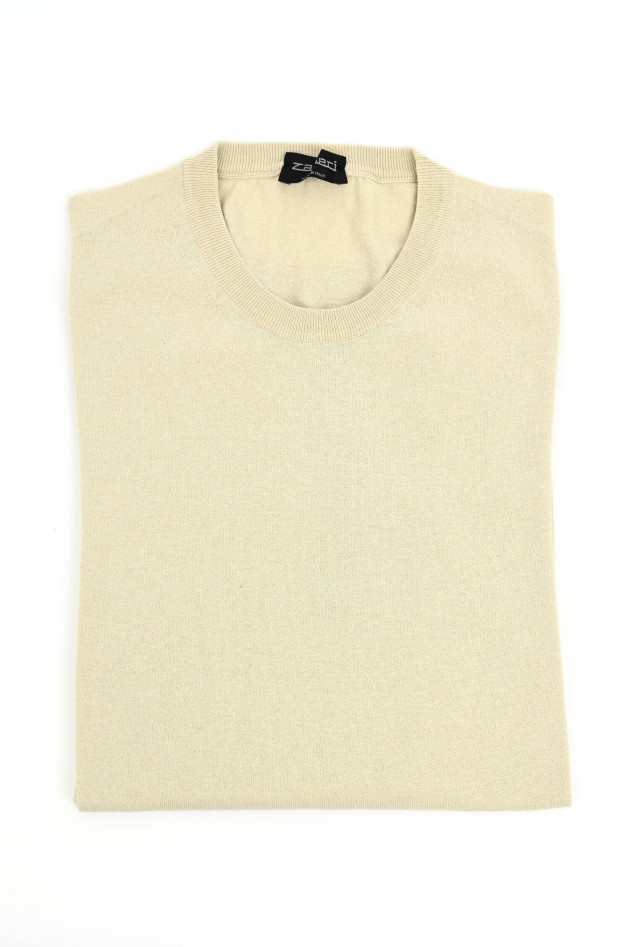 Zanieri T-Shirt aus Feinstrick in Beige