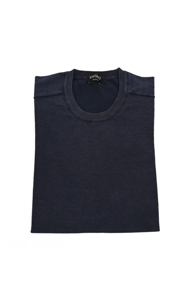 Zanieri T-Shirt aus Feinstrick in Navy