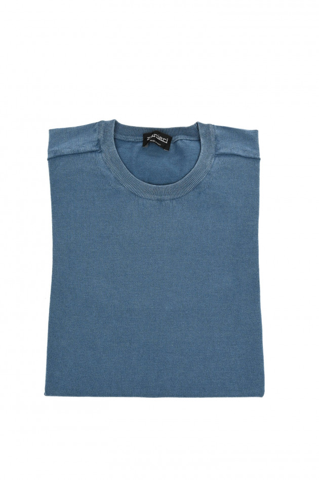Zanieri T-Shirt aus Feinstrick in Blau