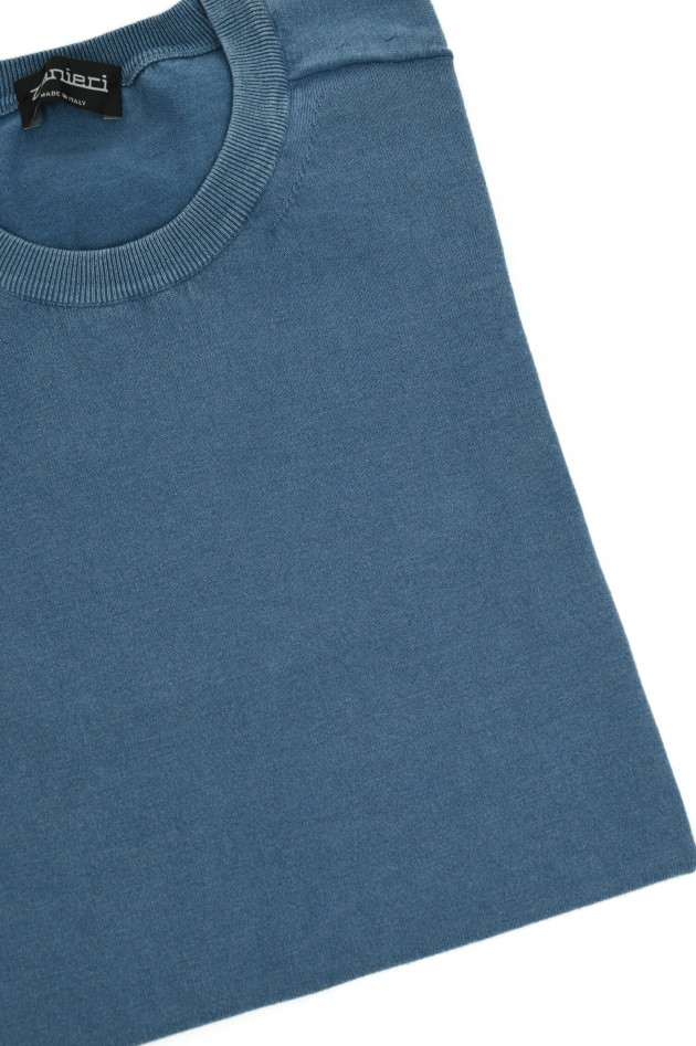 Zanieri T-Shirt aus Feinstrick in Blau