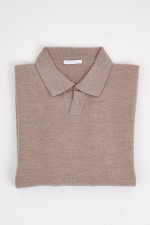 Strickpolo OYSTER aus Merinowolle in Beige