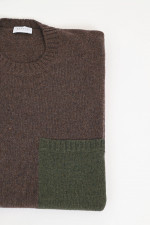 Cashmere-Strickpullover in Braun/Oliv