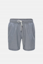 Gemusterte Badehose in Weiß/Navy