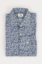Baumwollhemd mit Micro-Print in Blau/Violett/Weiß