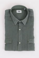 Leinenhemd mit Pattentaschen in Khaki