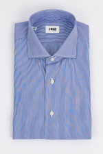 Hemd aus Baumwoll-Popelin in Blau/Weiß gestreift