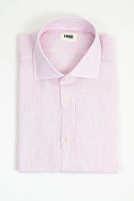 Leinenhemd mit schmalen Streifen in Rosa/Weiß