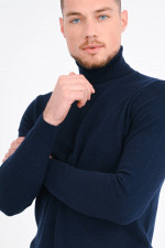 Cashmere Rollkragenpullover in Navy