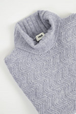 Rollkragenpullover mit Zickzackstrick in Hellgrau