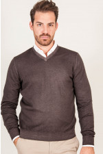 V- Pullover in Braun