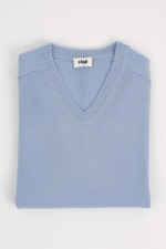 Cashmere V-Neck Pullover in Hellblau