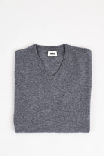 Cashmerepullover mit V-Neck in Grau
