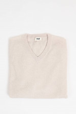 Cashmerepullover mit V-Neck in Hellbeige