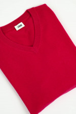 Cashmerepullover mit V-Neck in Magenta