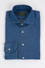 Hemd aus Denim-Jersey in Mittelblau