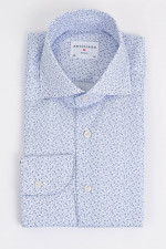 Baumwoll Hemd mit floralem Muster in Hellblau