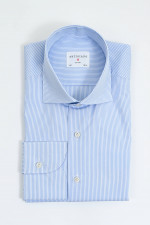 Twill-Hemd in Hellblau/Weiß gestreift