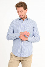 Gestreiftes Twill-Hemd in Blau/Weiß