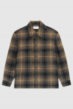 Overshirt aus Wolle in Braun/Blau kariert