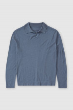 Strick Poloshirt in Mittelblau