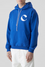Hoodie mit Stiching in Blau/Weiß