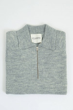 Gestrickter Polo-Pullover in Light Grey Melange