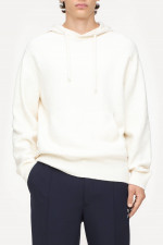 Kapuzenpullover mit Frotteeoptik in Creme