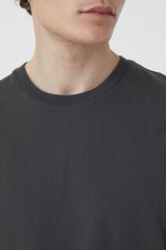 Jersey T-Shirt mit Logo Stickerei in Anthrazit