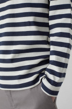 Langarm-Shirt mit Streifen in Navy/Weiß