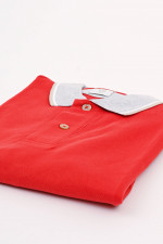 Poloshirt aus Baumwolle in Rot/Hellgrau