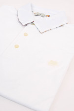 Poloshirt mit gemustertem Unterkragen in Weiß