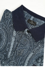  Polo-Shirt in Graublau mit Paisley-Muster