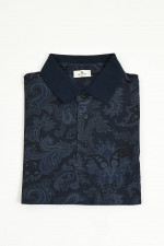  Polo-Shirt in Navy mit Paisley-Muster