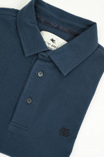  Kurzarm-Polo mit gemustertem Kragen in Dunkelblau