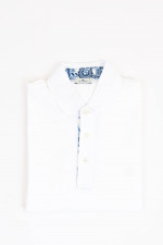 Polo-Shirt mit gemustertem Kragen in Weiß/Blau