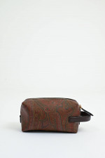 Kosmetiktasche mit Paisley-Print in Braun