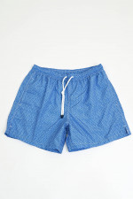 Badehose mit Mosaikmuster in Blau/Weiß
