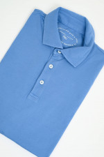 Jersey-Poloshirt in Mittelblau