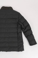 Gesteppte Jacke aus Leder und Wollmix in Braun