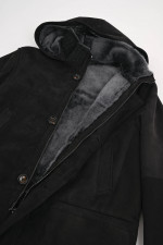 Gefütterte Lederjacke in Anthrazit