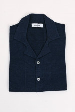 Polo-Shirt aus Baumwoll-Leinen-Mix in Navy