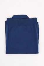 Feinstrick-Polo aus Baumwolle in Mittelblau