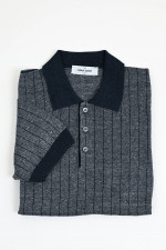 Leinen-Baumwoll-Mix Polo in Navy/Blau gestreift