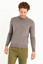 Pullover mit Ellbogen Patches in Taupe